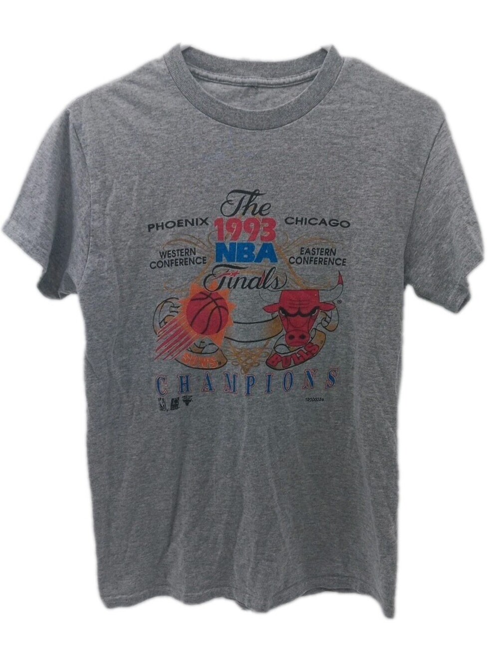 Vintage Chicago Bulls T Shirt Women's Small Gray 1993 Finals Phoenix Suns NBA